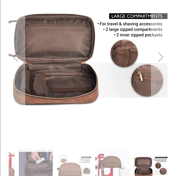 Vetelli Classic Leather Toiletry Bag. - Picture 5 of 5